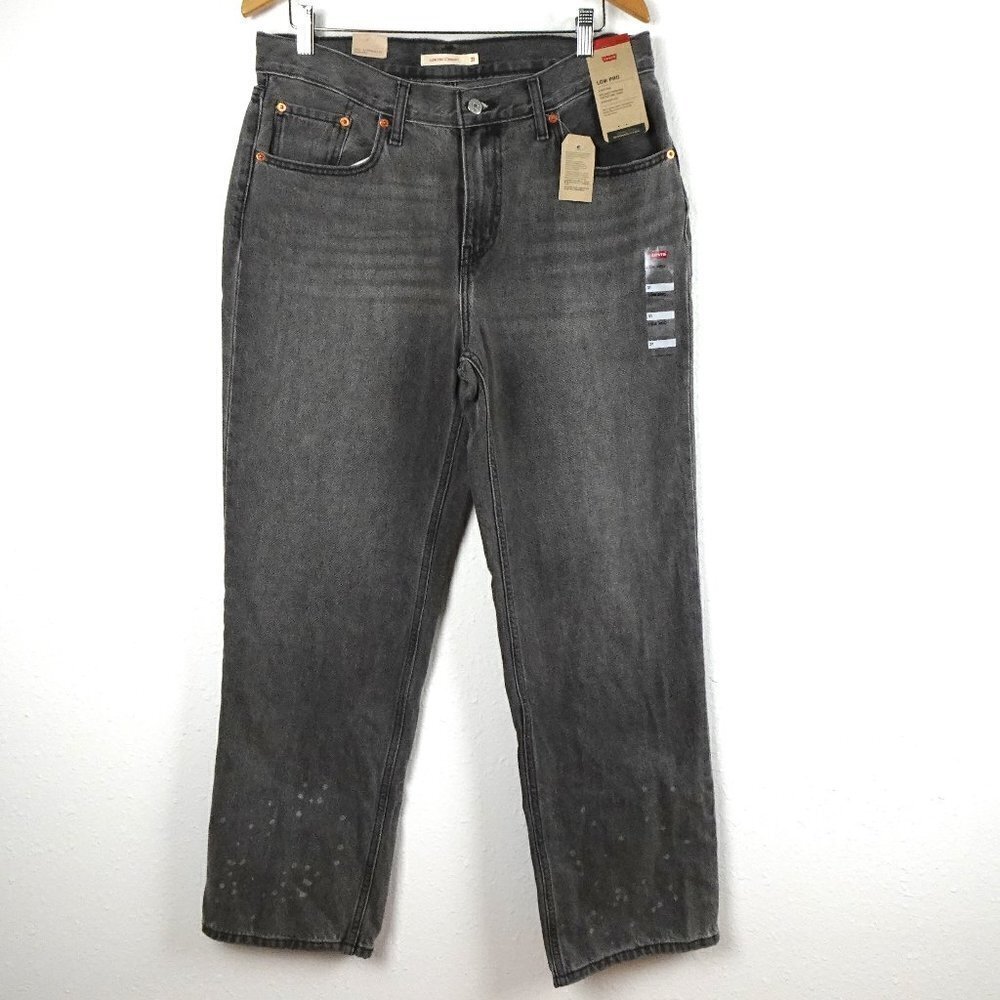 Levi's Relaxed Low Pro Jeans Women's Size 31 Gray Denim Bleach Splatter